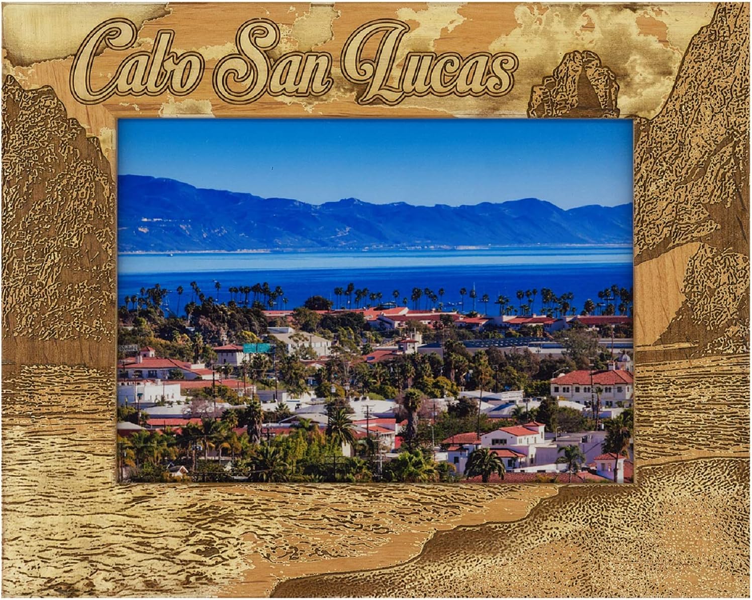 Cabo San Lucas Montage Laser Engraved Wood Picture Frame (5 x 7)