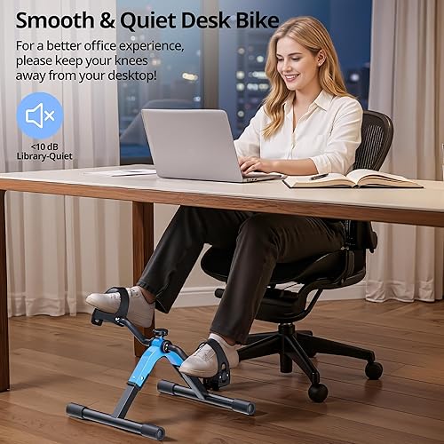 Miniatura 6 de Ejercitador de pedal plegable, mini bicicleta estática debajo del escritorio, ejercitador de pedal de bicicleta para brazos y piernas, entrenamiento