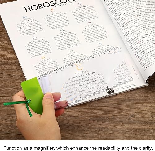 Miniatura 4 de PATIKIL Lupa marcapáginas con regla, paquete de 6 lentes de lupa 3X para personas con baja visión, lectura, libros, revistas, periódicos, color