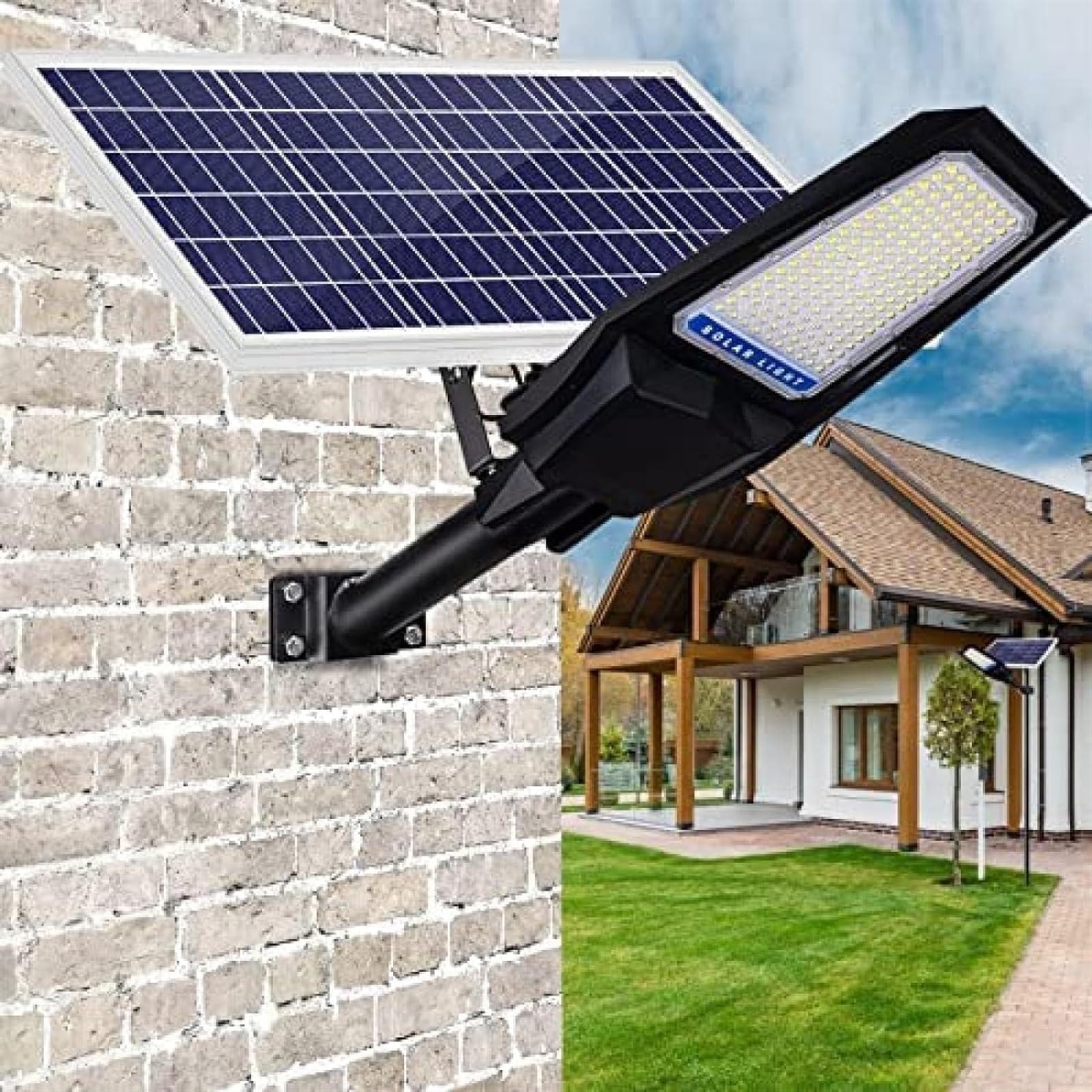 Zewnętrzna lampa solarna do użytku na zewnątrz, solarne światła powodziowe LED na zewnątrz, solarna lampa uliczna od zmierzchu do świtu, lampa solarna z pilotem zdalnego sterowania, na parking, Pathwa