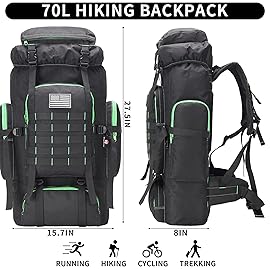W WINTMING Hiking Backpack for Men 70L/100L Camping Backpack Military Rucksack Molle 3 Days Assault Pack for Climbing