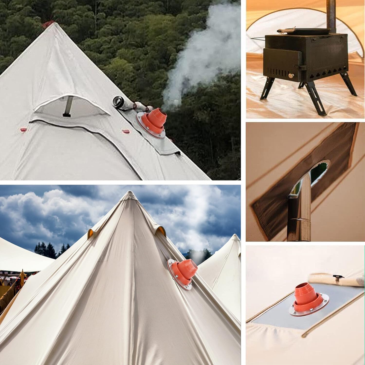 aleawol Tent Flashing Kit Tent Stove Jack Kit with Silicone Pipe