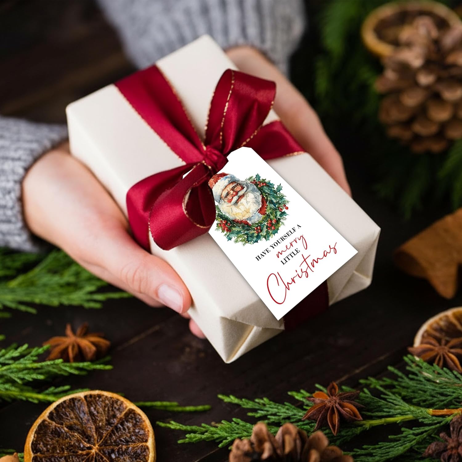 Christmas Santa Claus Paper Gift Tags with String, 2x3.5 Inches Holly Berries Print Xmas Gift Tags, Have Yourself A Merry Little Christmas, Holiday Wrapping Party Favor Decor Supplies-C03 - Image 6