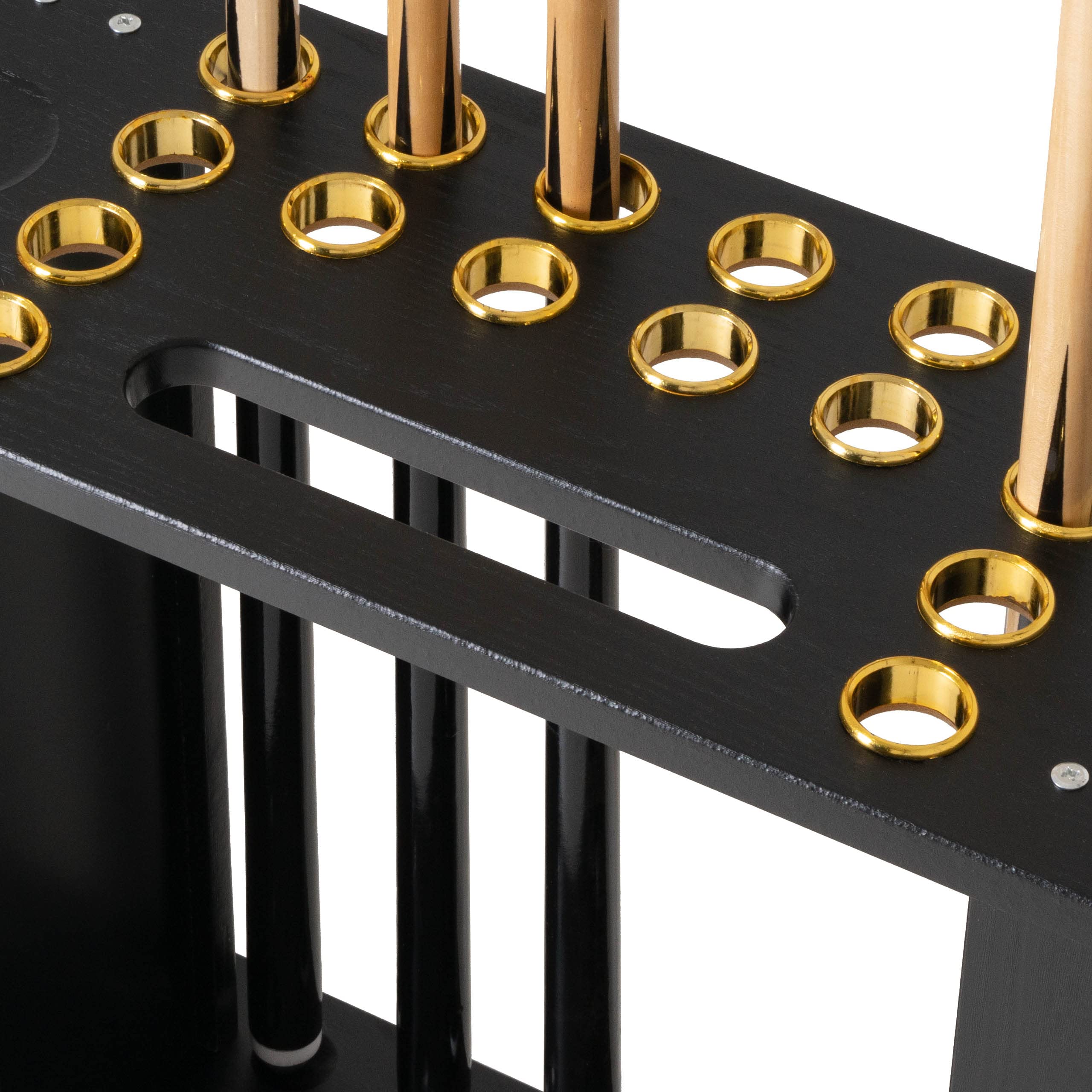 Nexos Trading Queueständer für 16 Cues Dreieck Billard Zubehör Snooker 60x55x25 cm Holz schwarz Billardqueue Halterung