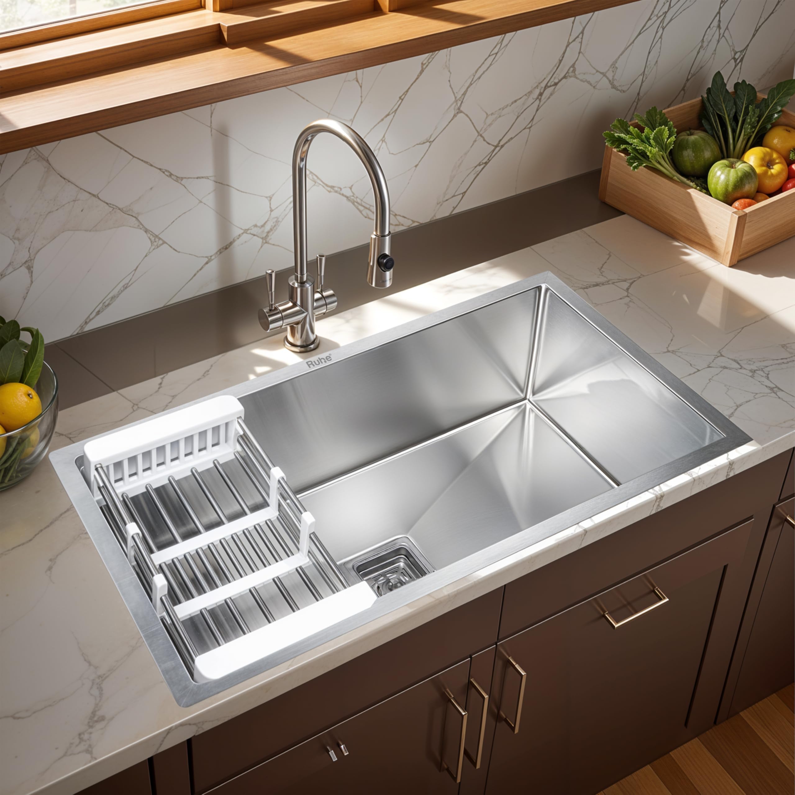 Ruhe Double Bowl Stainless Steel Kitchen Sink - Handmade & Durable -12