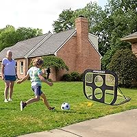 Vista 6 de PodiuMax Portería de fútbol infantil 2 en 1, portería de fútbol portátil desplegable para patio trasero, red de fútbol para niños de 3 5 8 años