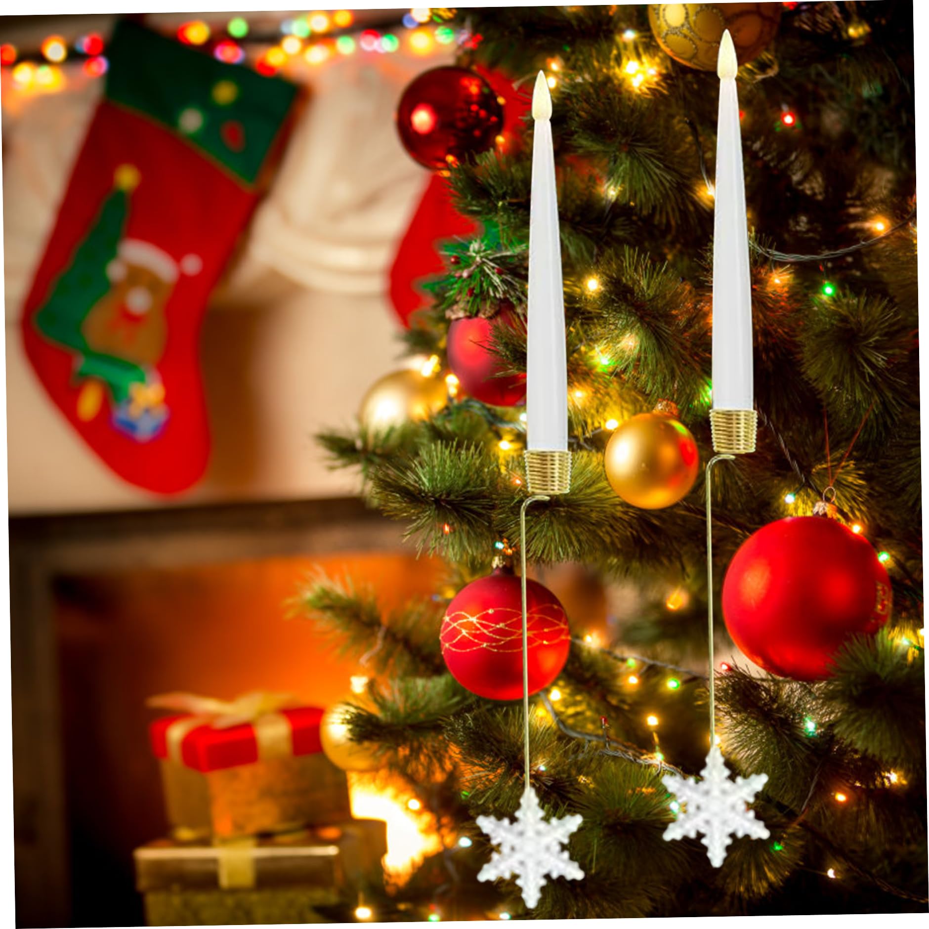 12 pezzi Candele dell'albero di Natale con remote candele tremolanti a conici senza piena a LED con ganci da fiocchi di neve Luce bianca calda per la decorazione per vacanze in casa per feste in
