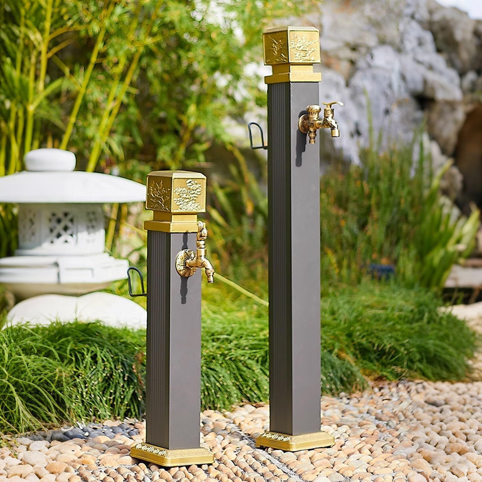 Columna de Agua de Jardín Independiente, Hidrante contra Incendios Resistente a Las Heladas, Grifo Exterior con Soporte para Manguera, para Riego y Riego(114cm/44.9in)