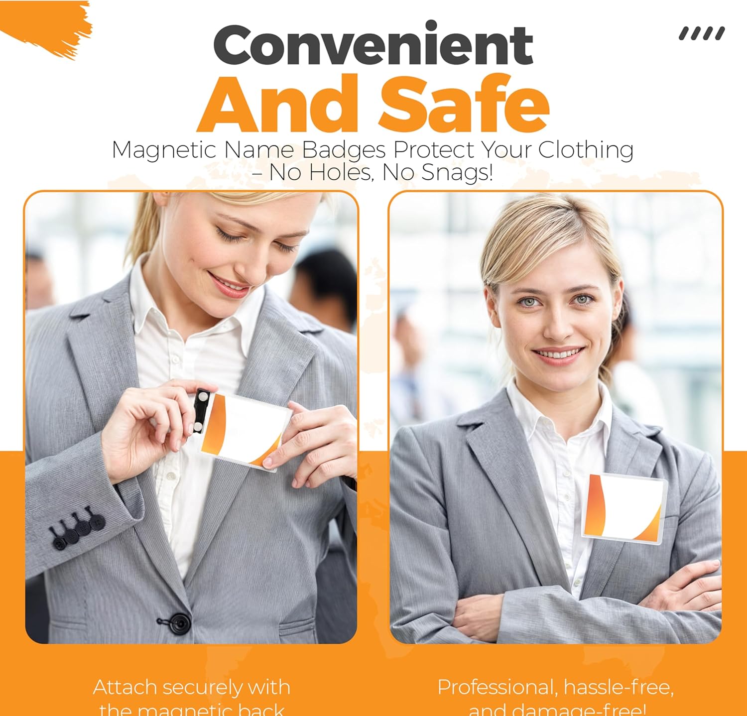 50 Pack of 4x3 Magnetic Name Badge Holders (White Printable Inserts Included) Customizable Magnetic Name Tags for Office, Conventions, School, and Events - Durable and Clear Plastic Name Tag Holder - Image 7