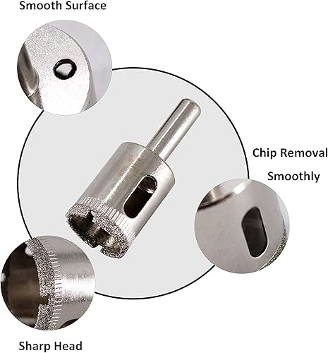 Miniatura 5 de HFS (R) - Juego de 10 brocas de diamante para revestimiento de diamante, acero al carbono para vidrio, cerámica, porcelana, baldosas de cerámica,
