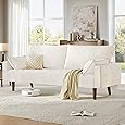 DWVO 67" Loveseat Sofa, Velvet Fabric Sofa Couch for Small Space, Modern Loveseat with Button Tufted Seat and Side Storage Pockect, 3 Seater Couch for Living Room Bedroom, 2 Pillows Included, Beige