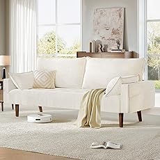 DWVO 67" Loveseat Sofa, Velvet Fabric Sofa Couch for Small Space, Modern Loveseat with Button Tufted Seat and Side Storage Pockect, 3 Seater Couch for Living Room Bedroom, 2 Pillows Included, Beige