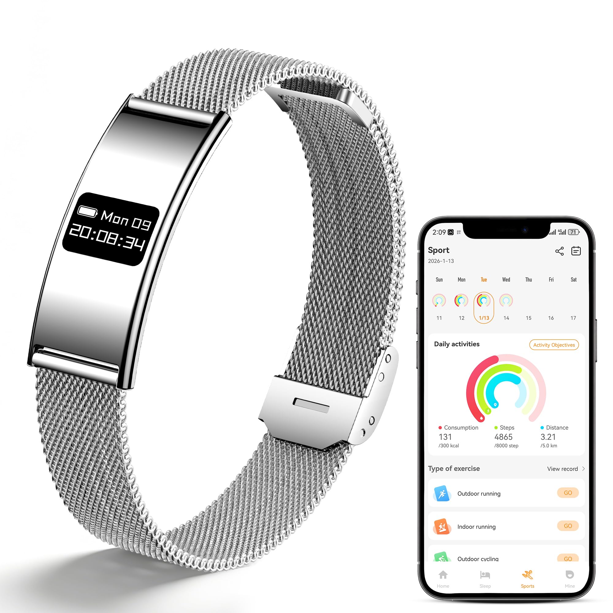 Health Smart Bracelet for Women Men, Activity & Fitness Trackers/Heart Rate/Sleep Stress/HRV / 1ATM Waterproof,Automatic Monitoring Wearable Comes with 2 Bands and Free App - Black-picture-17