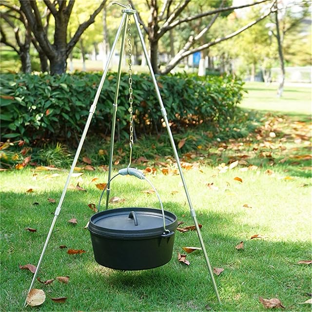 MAJFK Outdoor Cooking Tripod Set Folding Campfire Grilling Grill Grate Stand Camping Fire Pit Tool Bonfire Party Picnic BBQ Hanger