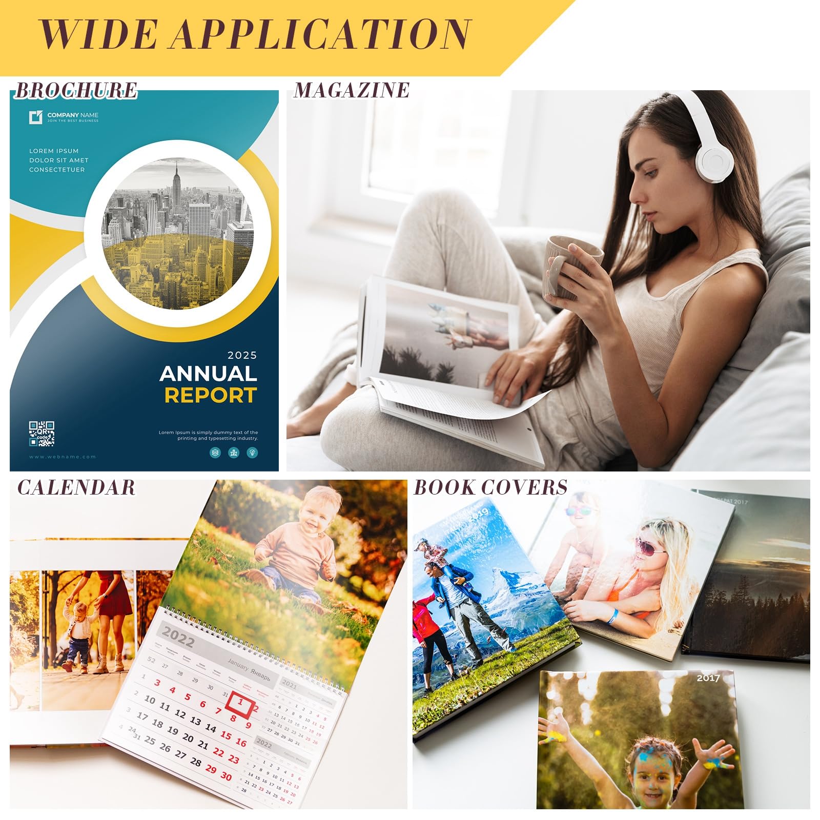 Fainne 600 fogli di carta fotografica lucida su entrambi i lati, 21,6 x 27,9 cm, 24,5 kg, 9,5 mil 200 g/m², carta fotografica lucida per stampante a getto d'inchiostro, creazione di immagini