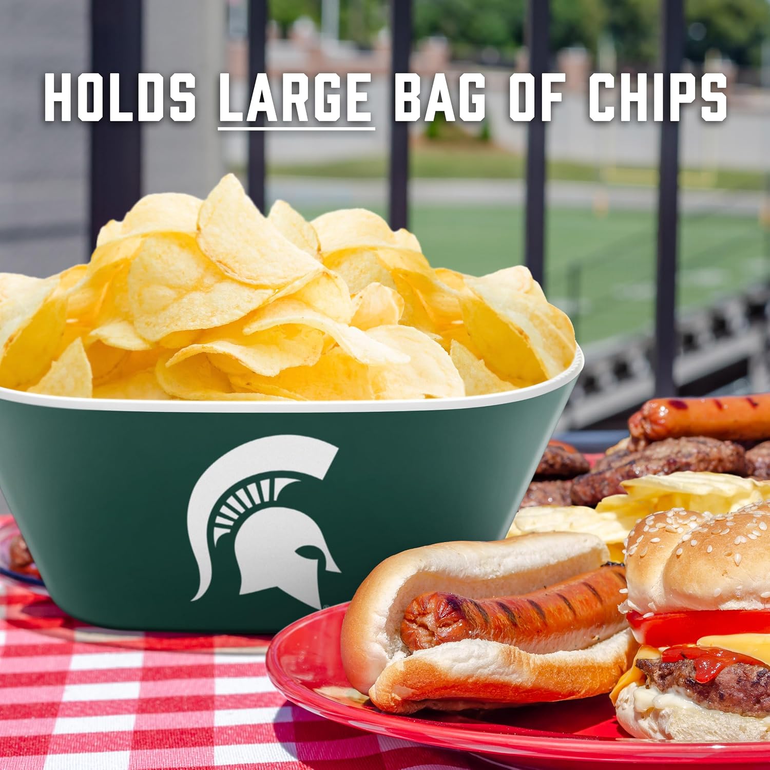 YouTheFan NCAA Officially-licensed Large Party Bowl - 100% Melamine, dishwasher safe, BPA free - holds large bag of chips - sleek design - perfect for game day or any day