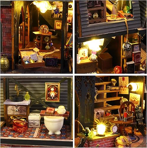 Miniatura 6 de CUTEROOM Casa de muñecas en miniatura con muebles, kit de casa de muñecas en miniatura para bricolaje, kit de casa de muñecas de bricolaje más luz