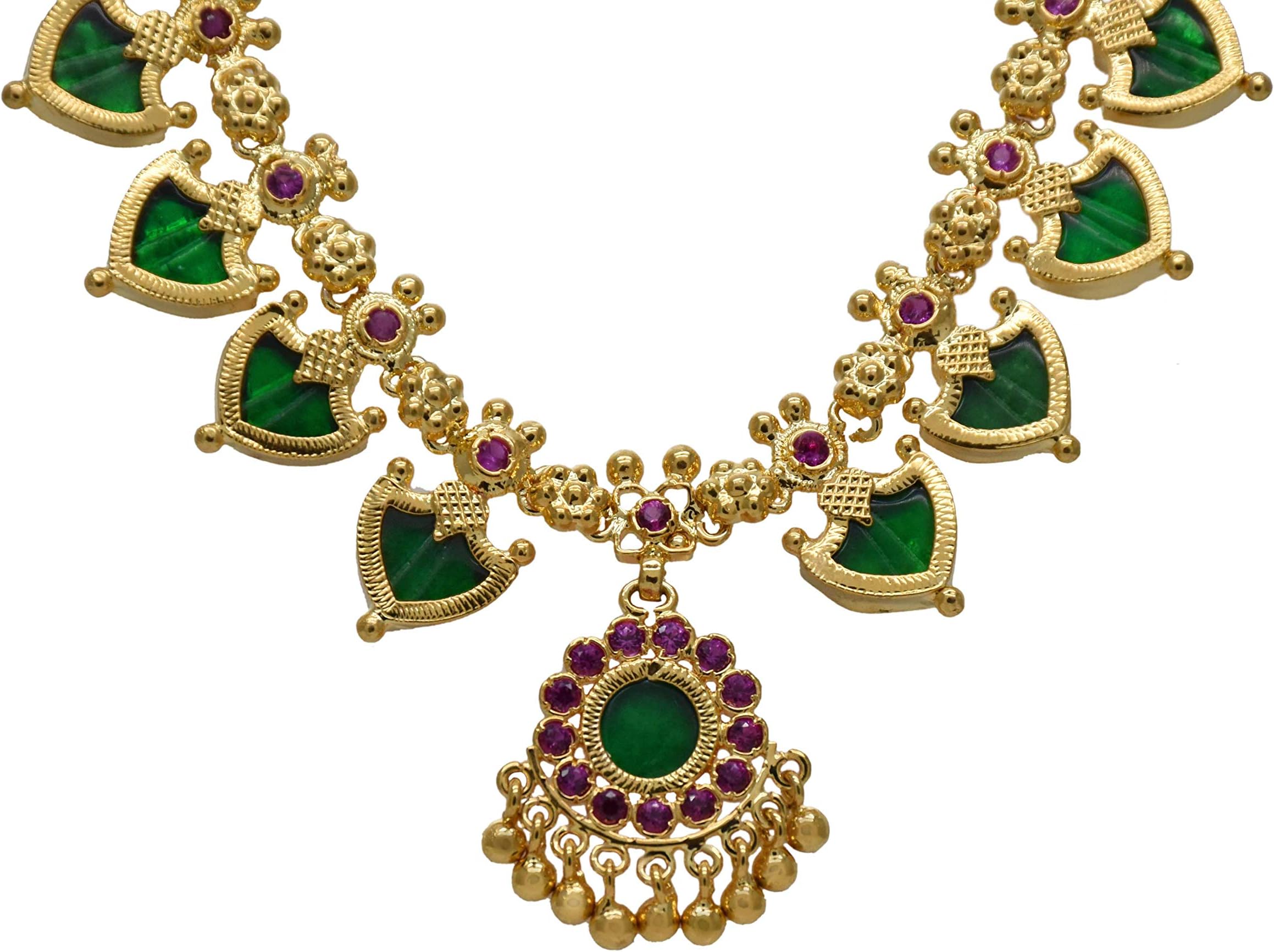 Gold Plated Traditional Indian Palakka Necklace