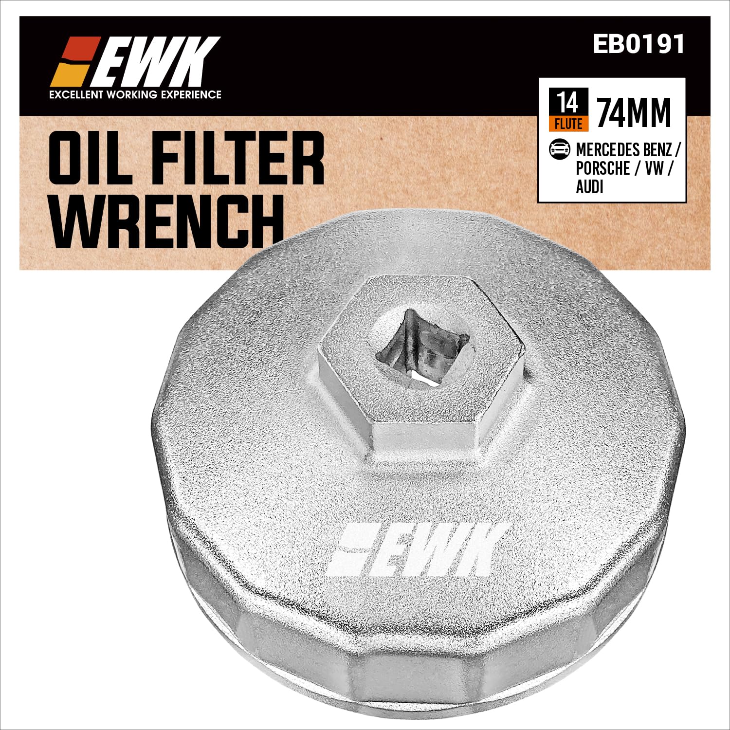 EWK 74mm 14 Flutes Oil Filter Wrench for Canister and Cartridge