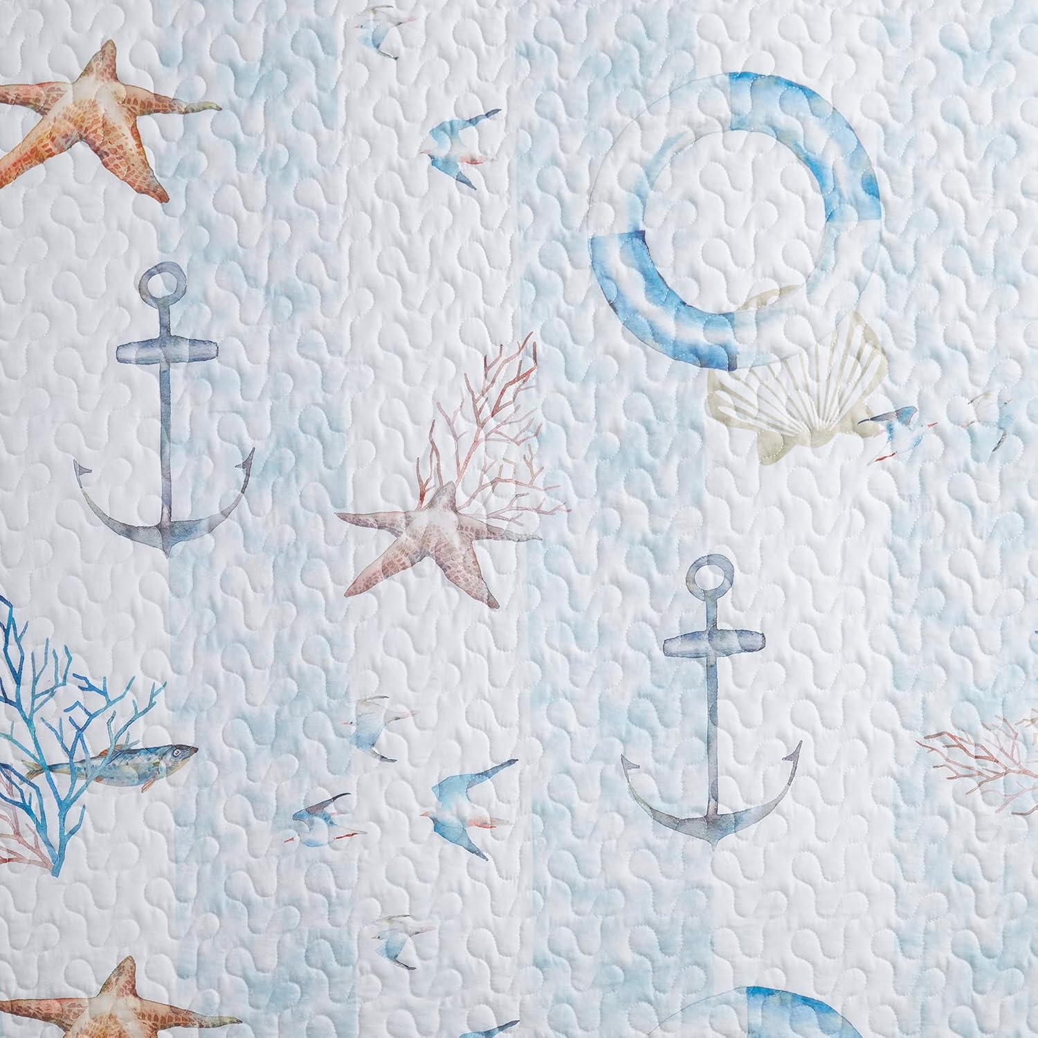 Sweet Home Collection Quilt Queen Size Embroidered Oversized Soft and Luxurious Quilt Set with Shams, Queen, Ocean Breeze