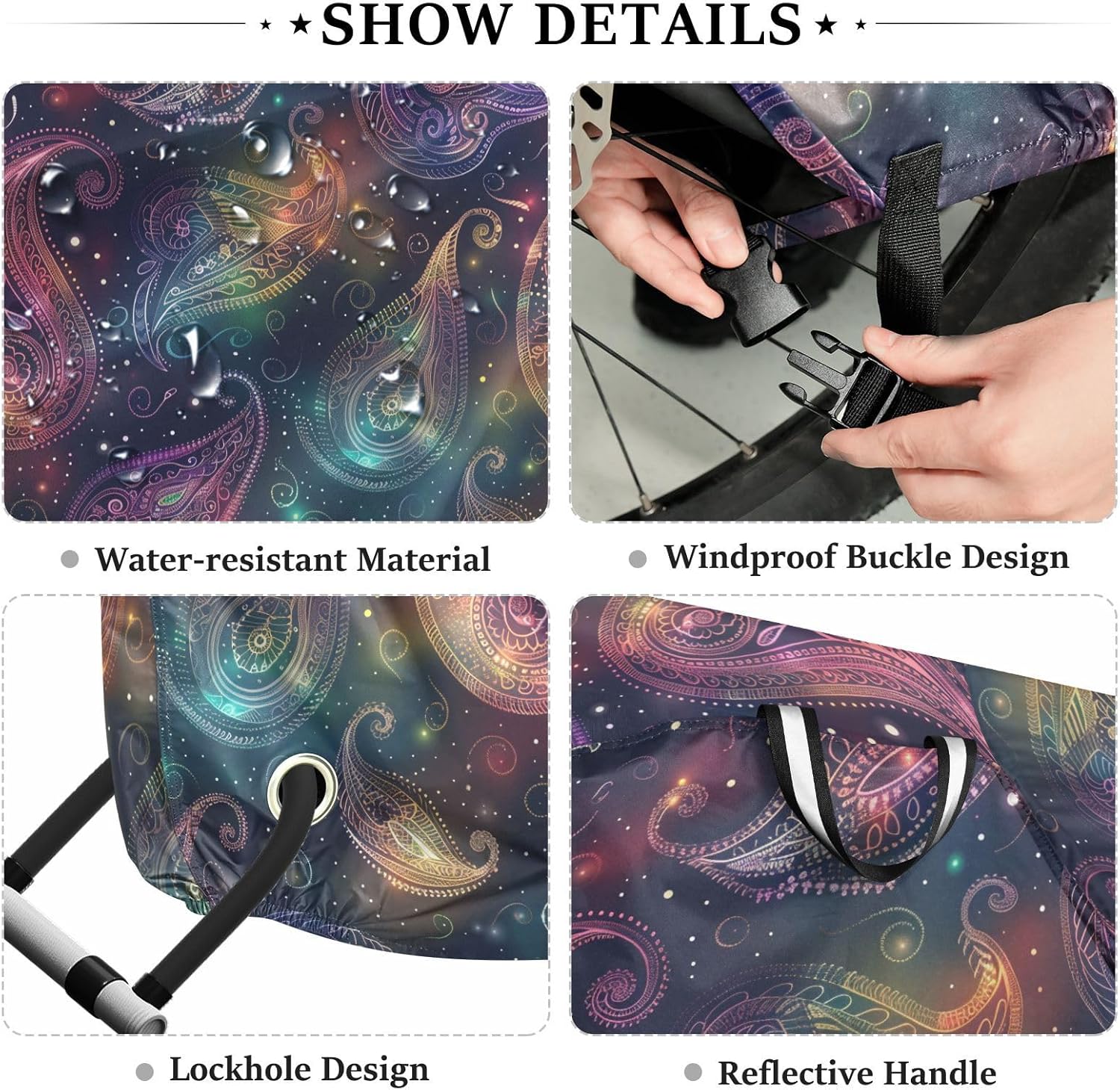 ALAZA Paisley Rainbow Nebula Bike Cover Waterproof Outdoor Ebike Bicycle Covers Tarp Protection for 1/2 Bikes, Sun UV Dust Wind Proof