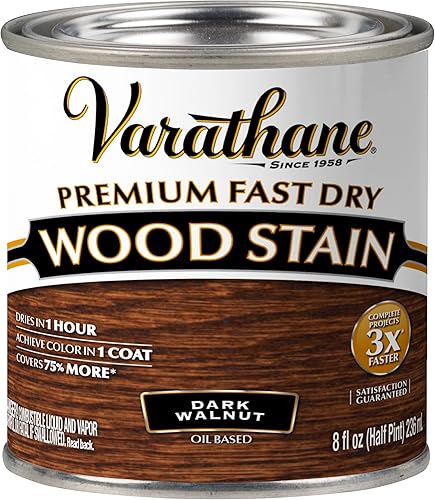 Vista 77 de Rust-Oleum Varathane 307414 - Tinte de madera prémium de secado rápido, cuarto de galón, rojo granero