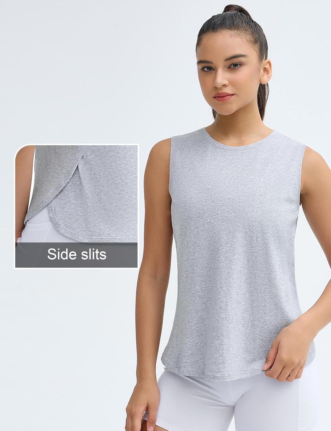 THE GYM PEOPLE Women's Workout Tank Tops Loose Fit Sleeveless Breathable Yoga Shirts with Side Slits - Image 5