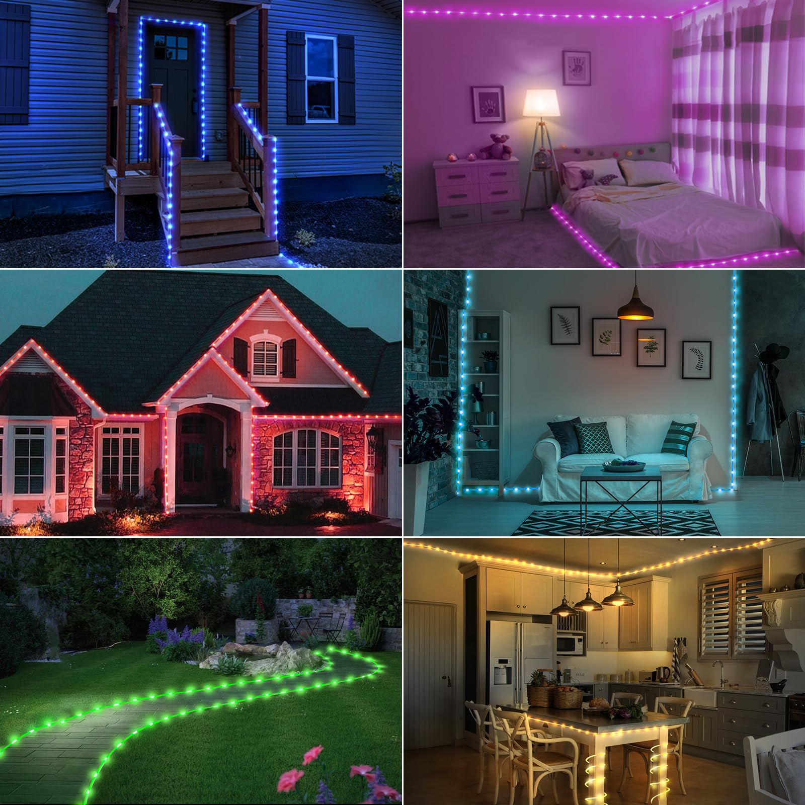 Usb-lichtgordijn, 3 x 3 m, warm wit/kleurrijk, 2-in-1, 300 leds, lichtkettinggordijn, instelbare
