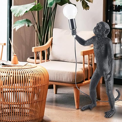 Miniatura 1 de CHABEI Lámpara de mesa moderna, lámpara de escritorio de mono, iluminación de resina para sala de estar, dormitorio, oficina, dormitorio