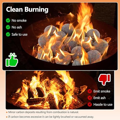 Miniatura 5 de Goplus Bolas de fuego de cerámica, 15 piezas de piedra de fuego redondas de fibra de 3 pulgadas, tronco de gas decorativo o chimenea para interiores