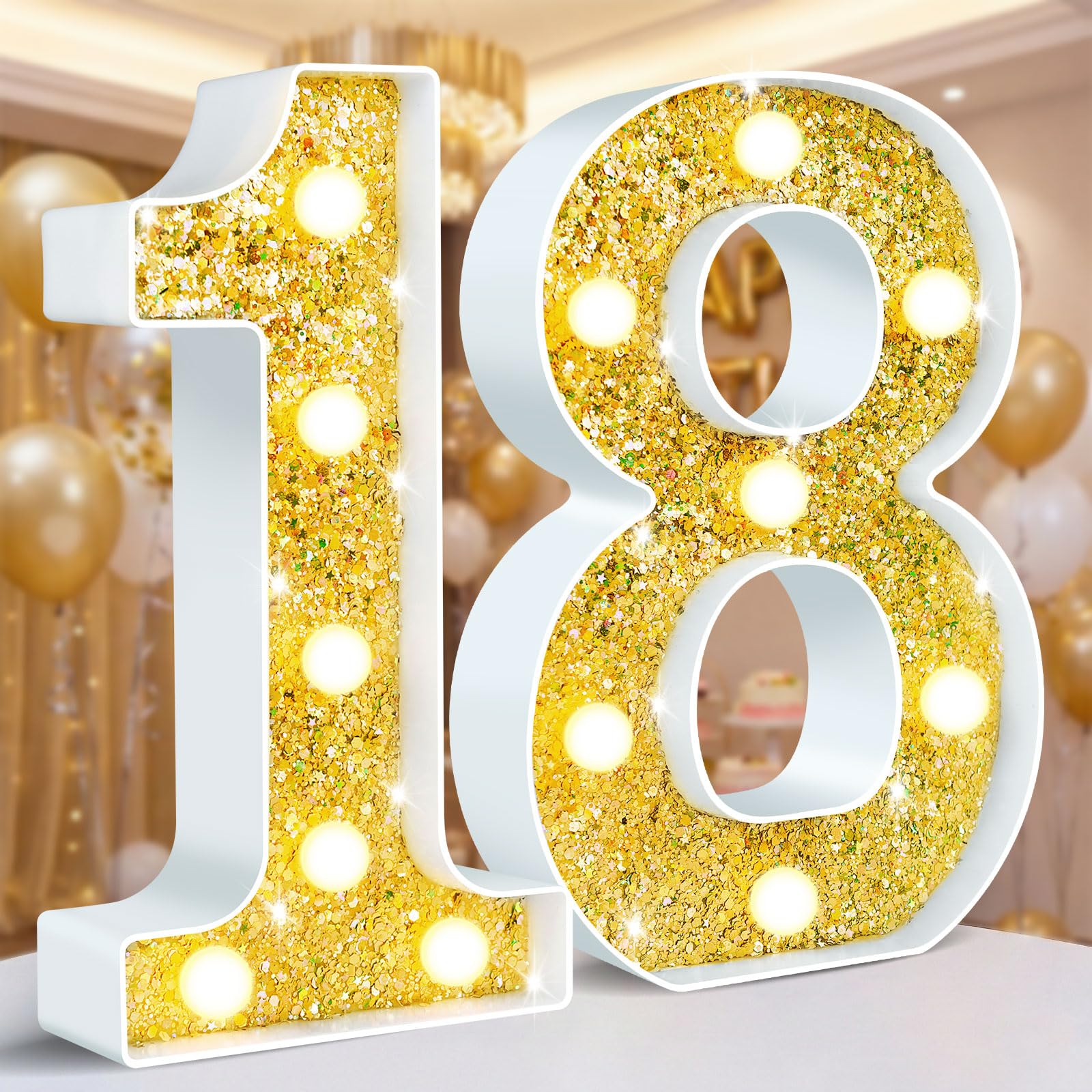 Ledido LED Light Up Marquee Numbers Sign - Cool & Warm Light up Numbers for 40th Birthday Decorations, LED Number Lights for Wedding Anniversary Grad Home Bedroom Table Wall Party Decor, Number 40 — view 99