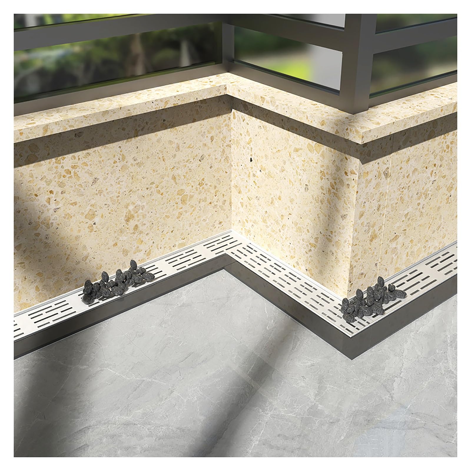 GLDYTVF Heavy-Duty Drainage Channel with Grate - Outdoor Drainage System for Garden Terraces and Farms (H5*W10CM/H1.96*W3.94IN) - Durable Gutter Grate Solution
