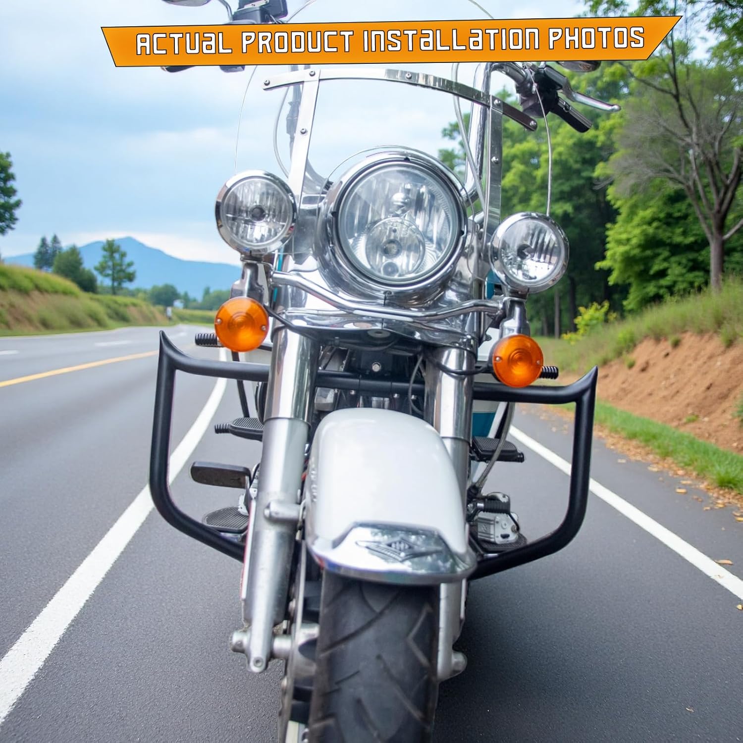 Crash Bar Engine Guard Highway Freeway Bar for Harley Touring Road King Street Glide Electra CVO, Trike Models 09-23 (Black-Updated)