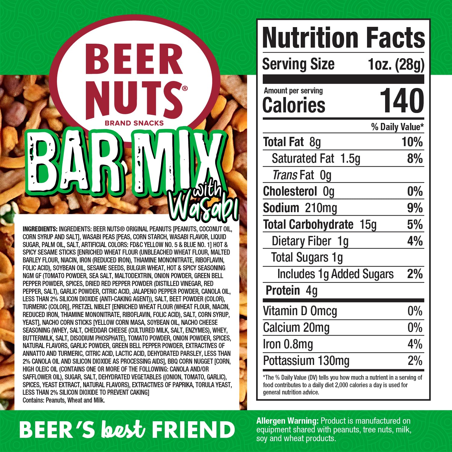 Amazon.com: BEER NUTS Bar Mix w/Wasabi - Pretzels, Cheese Stix