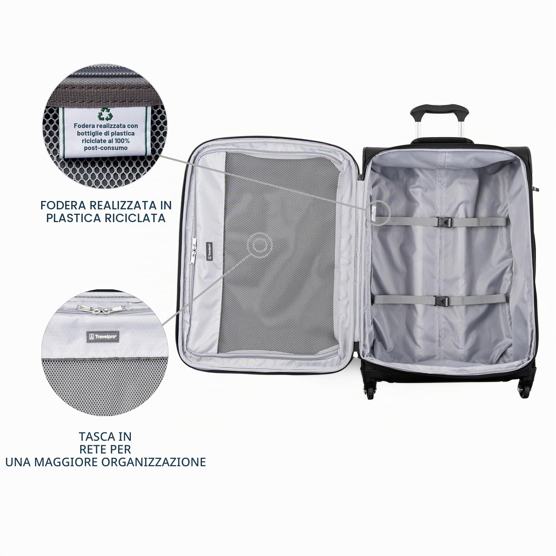 Travelpro Maxlite 5 - Valigia espandibile da 63,5 cm, Nero, Checked-Medium 25-Inch, Maxlite 5 Softside - Trolley espandibile con ruote girevoli