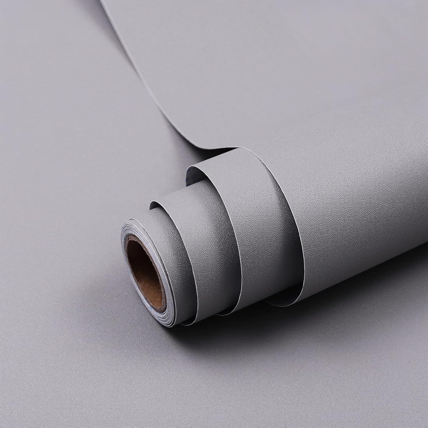 Hode Carta Adesiva per Mobili Grigio 60x300cm, Carta da Parati Adesiva Grigio Opaco Impermeabile, Grigio Chiaro Pellicola per Mobili Muro Cucina Armadio Scrivania Porte
