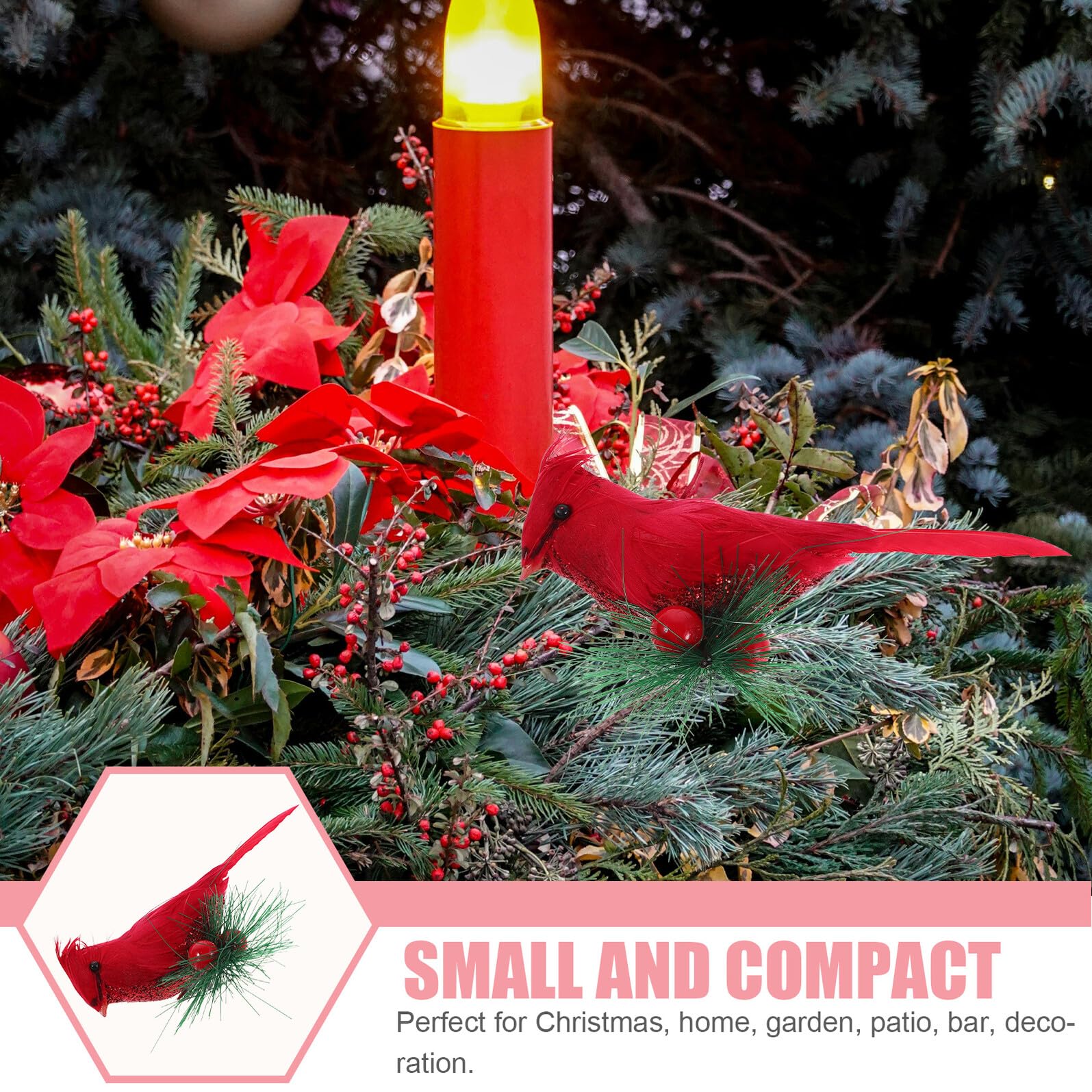 10pezzi Decorazioni per Albero di Natale con Uccellini Cardinali Rossi Clip Piccoli Ornamenti in Schiuma per Casa Uccelli Artificiali Realistici per Decorazioni Natalizie