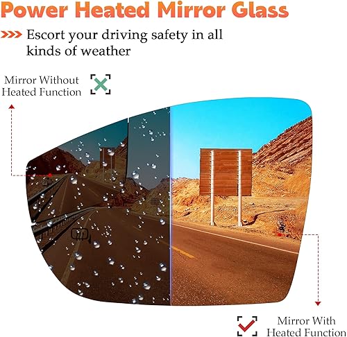 Miniatura 3 de Espejo convexo con calefacción lateral izquierdo del conductor compatible con Ford Focus 2012 2013 2014 2015 2016 2017 2018 repuesto para visión