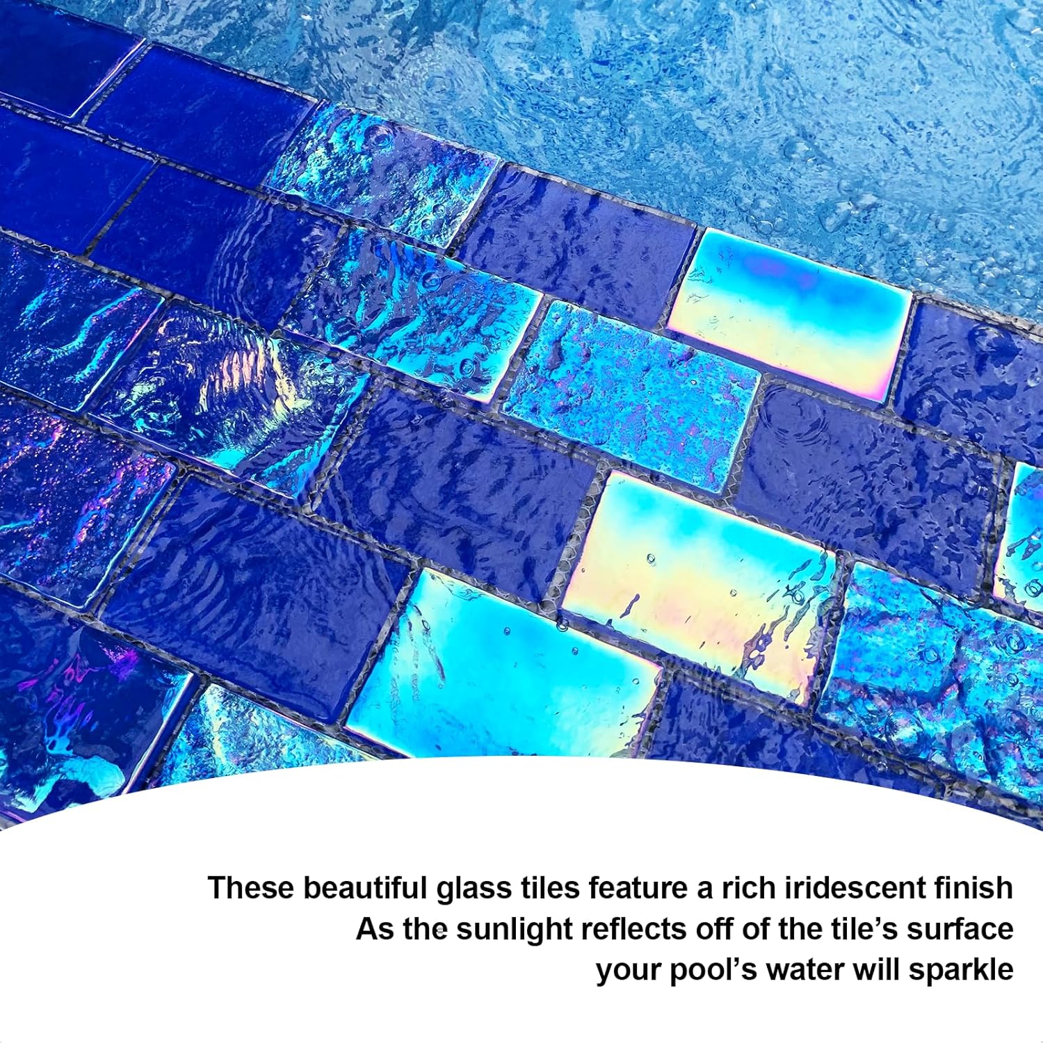 LSDECO 5 Sheets Glass Tile Mosaic Tiles Pool Tile Backsplash for Kitchen Bathroom Shower Tile (Cobalt Blue, 5 Sq.Ft)