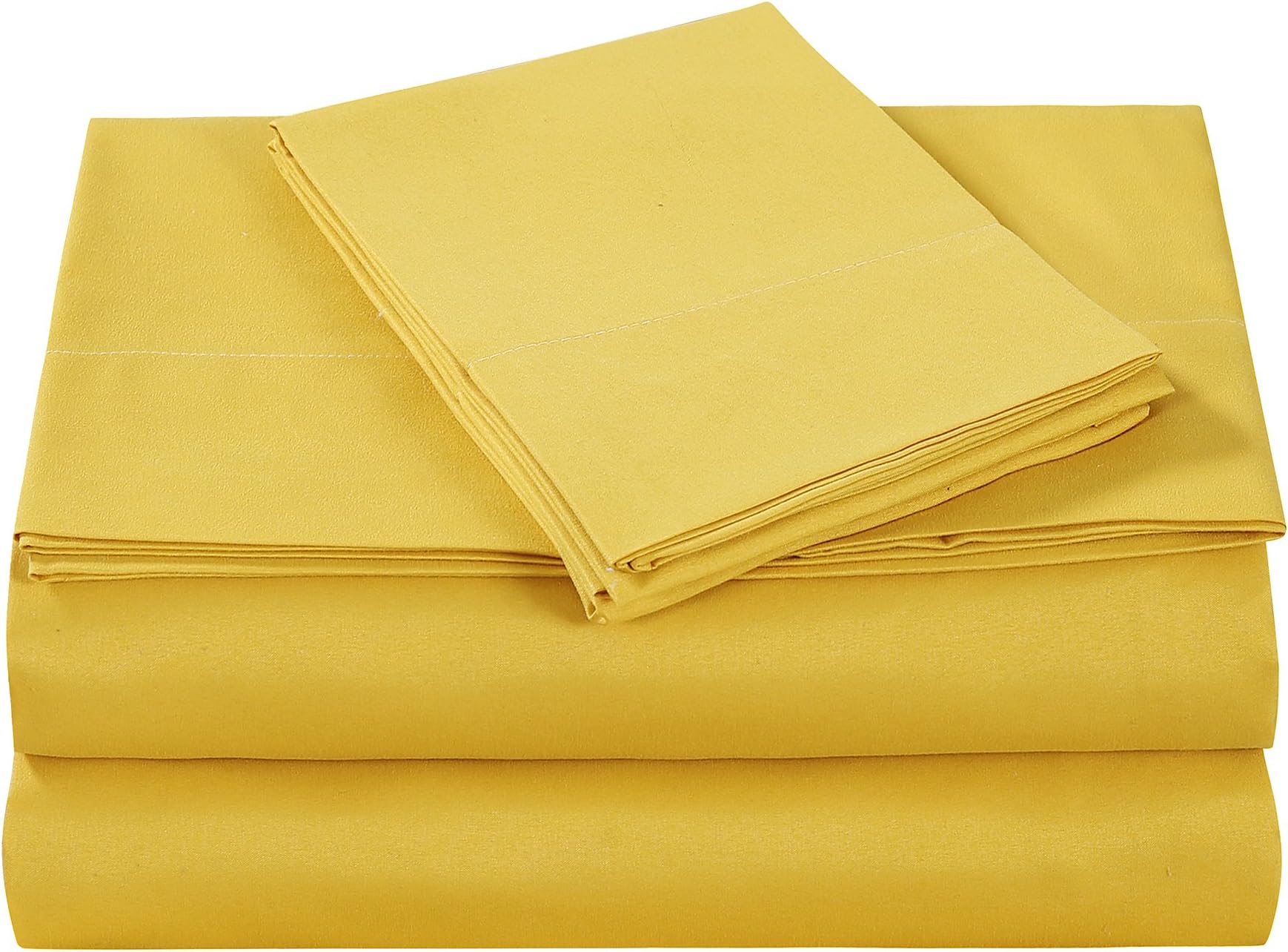 Style Homes 3-Piece Luxury Bed Sheet Set - Ultra Soft Microfiber, Solid Color, Wrinkle & Shrink Resistant, Hypoallergenic - Twin XL, Spicy Mustard