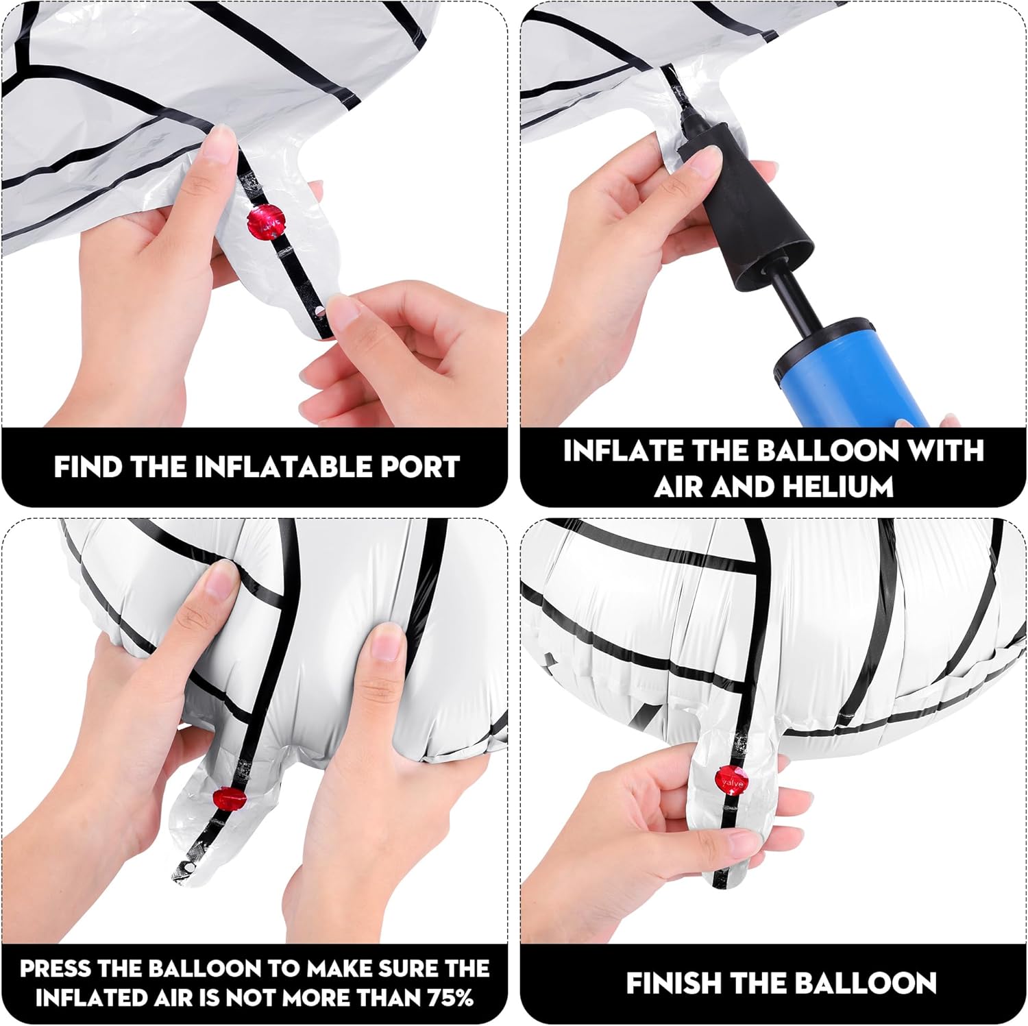 durony 12 Pieces 18 inches Volleyball Balloons Volleyball Themed Party Decorations Foil Mylar Volleyball Balloons For Birthday Party Supplies