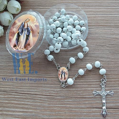 Miniatura 2 de Memorial Favors 12 PCS Nuestra Señora de la Gracia Rosarios Rojos Celebración de la VidaRecuerdos para FuneralRegalo de SimpatíaCondolencia Memorial