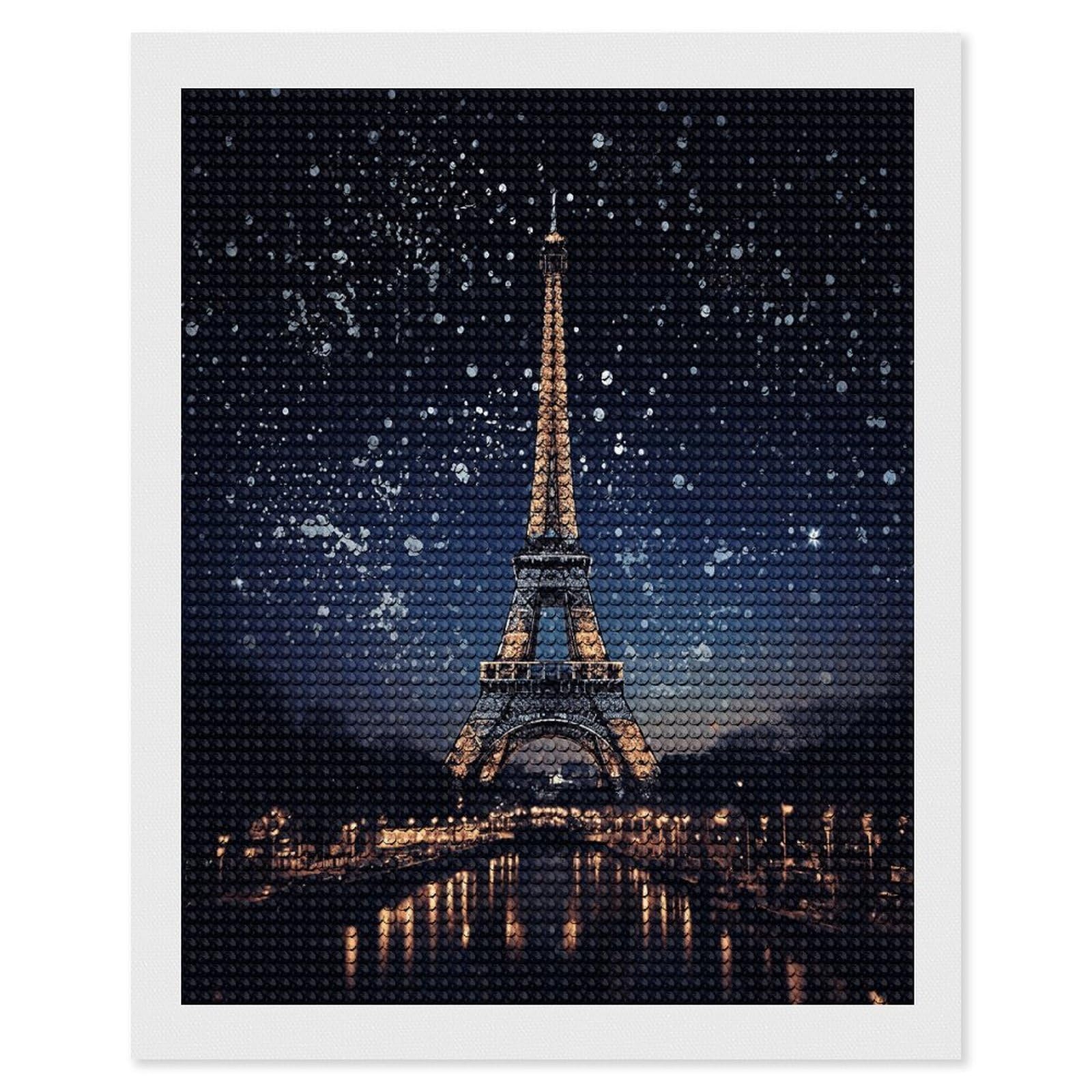 VstaDank Night Paris Eiffel Tower Diamond Painting Kits Exquisite DIY Full Round Drill Diamond Dots Painting for Adults Beginner Diamond Photo Paint with Diamond Picture Art Wall Decor 16"x20"