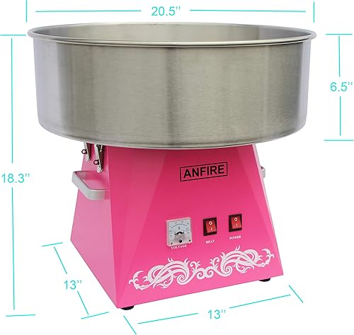 Miniatura 4 de ANFIRE Máquina eléctrica comercial de algodón de azúcar para kits o fiestas, incluye 10 conos y cucharada
