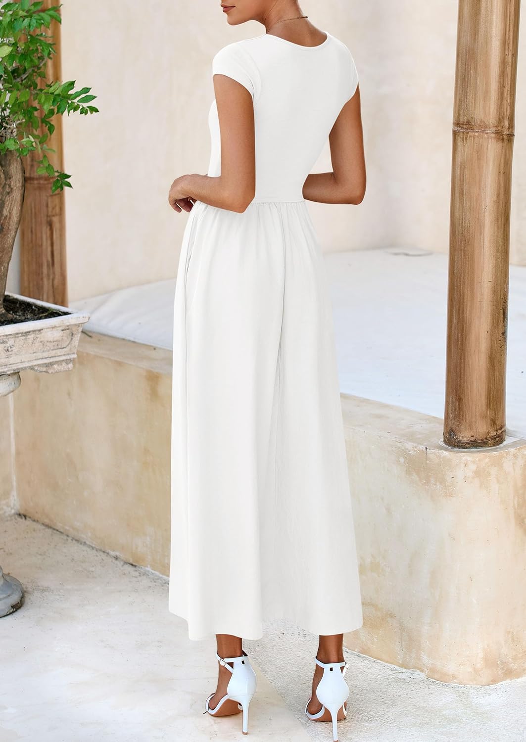 PRETTYGARDEN Women's 2025 Summer Casual Long Dresses Cap Sleeve Patchwork A Line Flowy Modest Elegant Homecoming Maxi Dress - Image 2