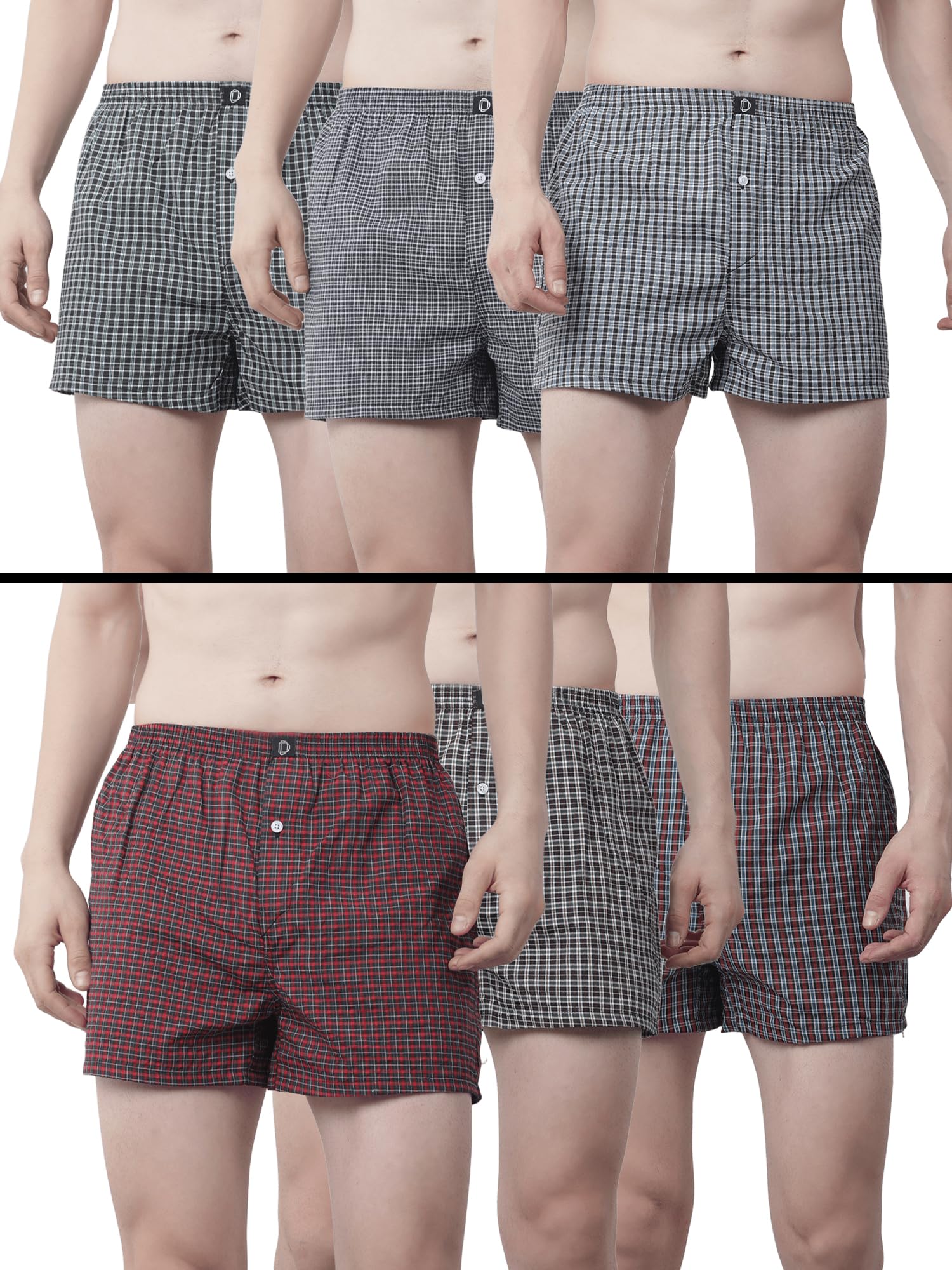 Pack of 6 Cotton Checkered Men Boxer