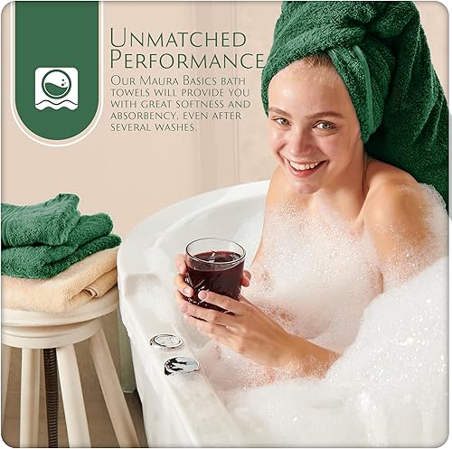 Miniatura 6 de Maura Basics - Toallas de baño de alto rendimiento con lazo para colgar. Toalla estándar americana de 30 x 56 pulgadas. Suave, duradera, duradera y