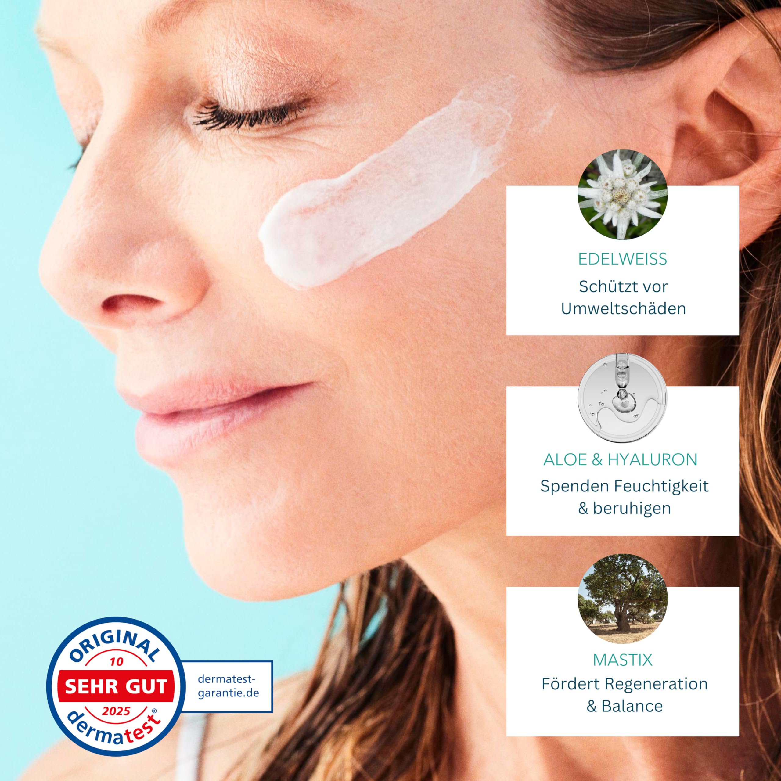 Skin Repair Feuchtigkeitscreme mit Aloe Vera, Hyaluron & Edelweiss - vegane Gesichtscreme für trockene Haut