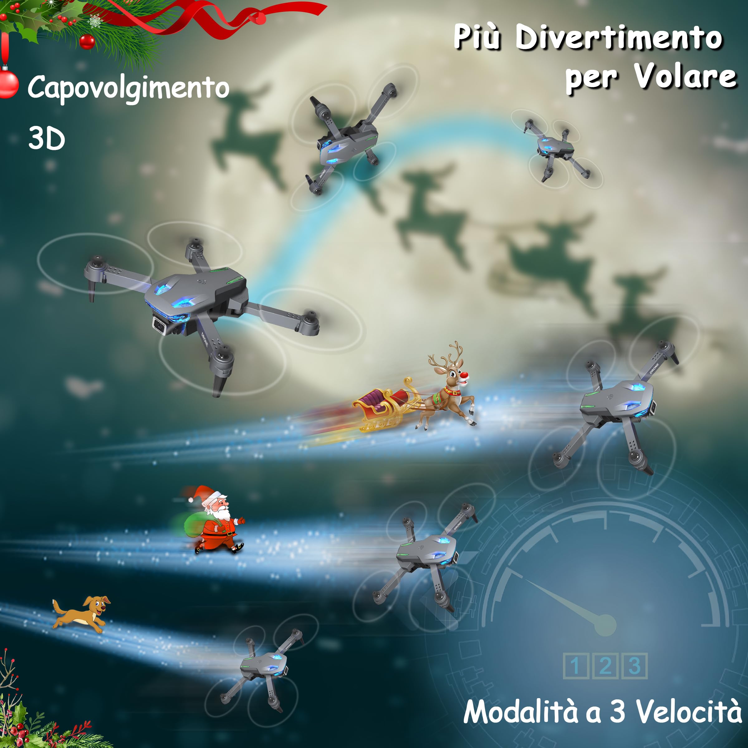 Wipkviey T28 Drone con Telecamera 1080P HD per Principianti-Droni per Bambini, Quadcopter Pieghevole per Adulti,FPV RC Droni con 3D Flips/Altitude Hold/Gesture Selfie/Waypoint Volo, 2 Batteries, Ragaz