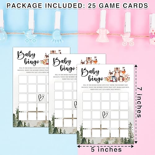 Miniatura 2 de Cazhes Juego de fiesta de baby shower, bingo de flores silvestres para baby shower, 25 juegos de revelación de género para bebés, suministros de